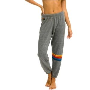 Aviation Nation Rainbow Stitch Medium Sweatpants in Heather Grey